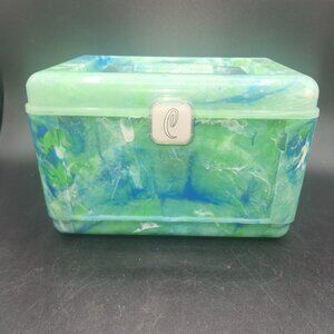 Vintage Caboodles Color Collisions Green Marble Tote Organizer
